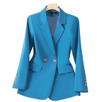 Blazer feminino de alfaiataria acinturado com botões frontais
