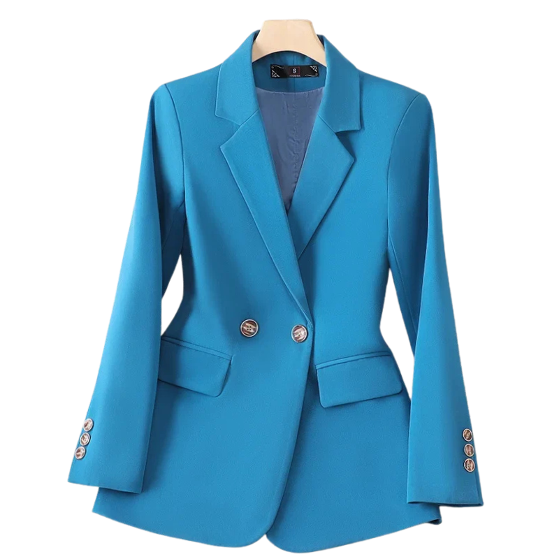 Blazer feminino de alfaiataria acinturado com botões frontais
