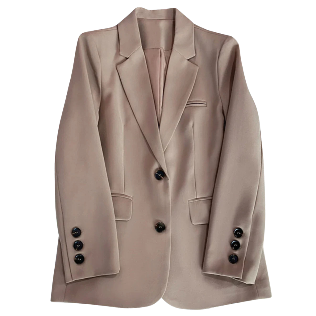 Blazer feminino de alfaiataria acinturado com botões frontais
