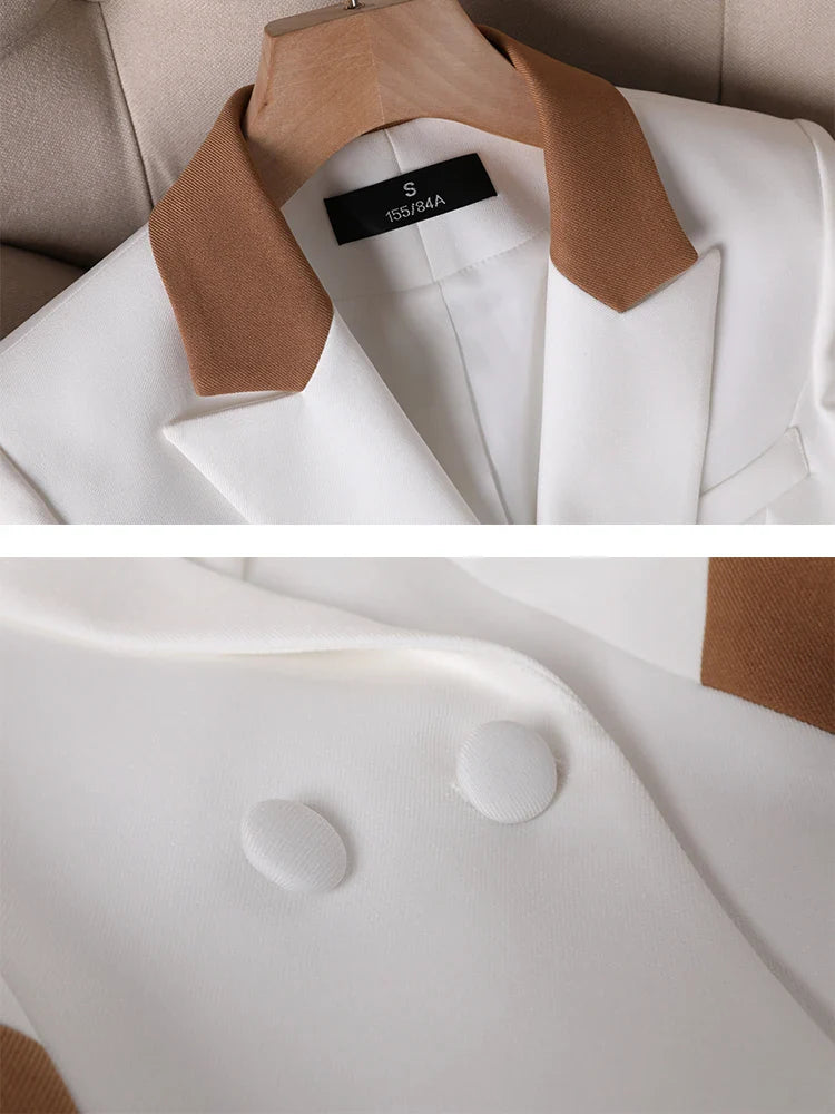 Blazer feminino de alfaiataria acinturado com botões frontais
