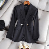 Blazer Acinturado Risca de Giz Alfaiataria Modern Adele