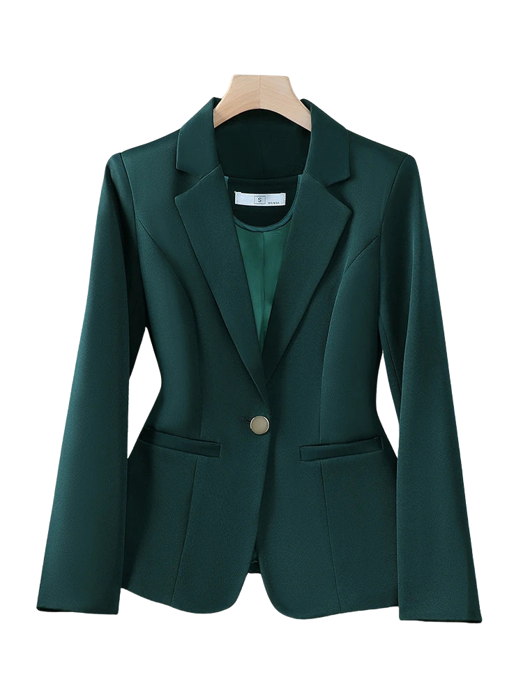 Blazer feminino de alfaiataria acinturado com botões frontais
