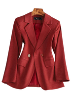 Blazer feminino de alfaiataria acinturado com botões frontais
