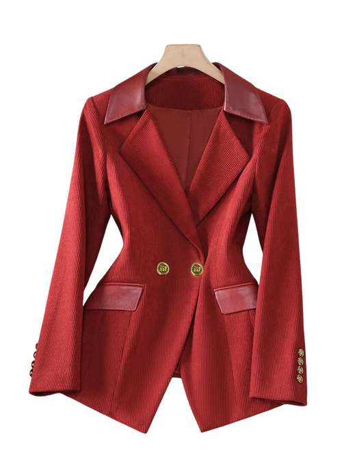 Blazer feminino de alfaiataria acinturado com botões frontais
